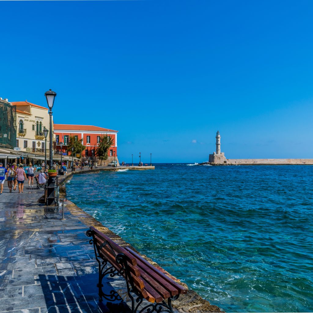chania old harbor on a summer day