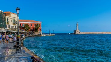 chania old harbor on a summer day